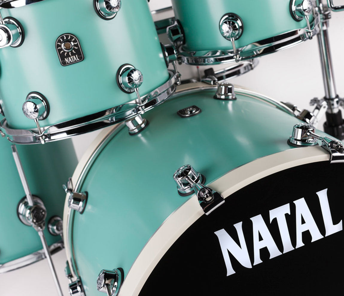 Natal Cafe Racer 4-Piece US Fusion 22" Shell Pack, Natal, Acoustic Drum Kits, US Fusion, Sea Foam Green