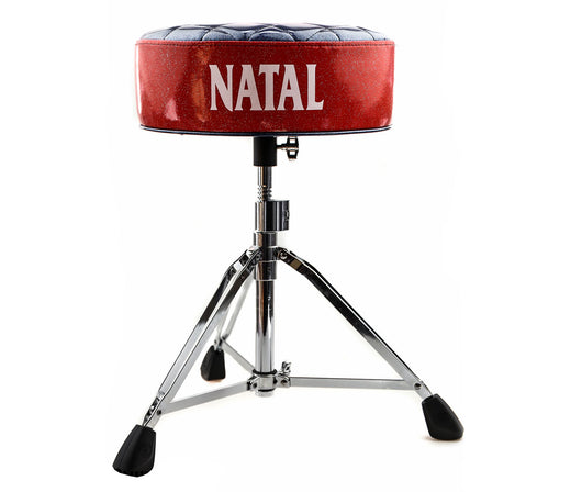 Natal H-ST-DTBR Drum Throne - Blue Round Seat with Red Sides, Natal, Drum Thrones, Red, Blue, Adjustable, All Sizes, Hardware