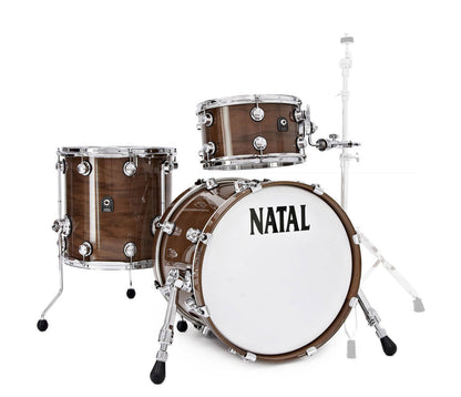 Natal 'The Originals' Traditional Jazz Walnut Shell 3 Piece in Natural Walnut, Natal, The Originals, Natural Walnut, Acoustic Drum Kits, Traditional Jazz, Drum Lounge
