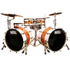 Natal 'The Originals' Split Lacquer 6-Piece Maple Double Bass Drum Shell Pack in White/Orange Sparkle