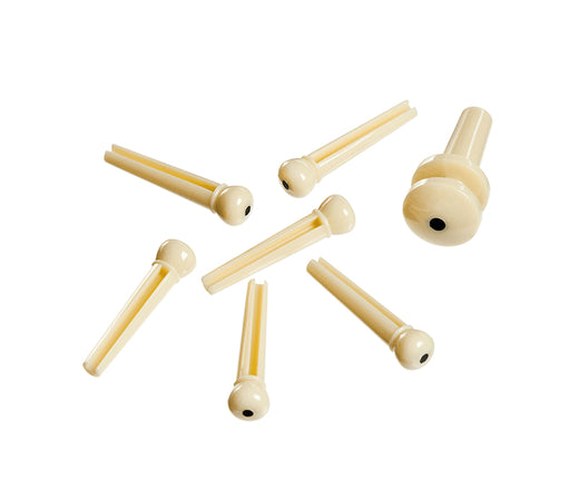 Daddario Moulded Bridge and End Pins - Ivory with Ebony Dot, Daddario, Guitar, Not Drums