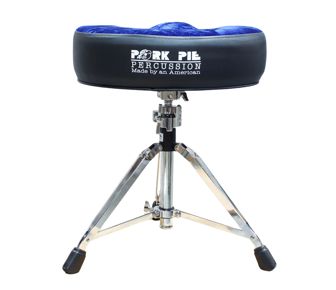 Pork Pie Big Boy Drum Throne in Black with Navy Crush Top inc. Base