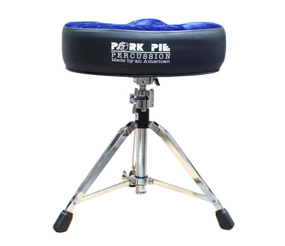 Pork Pie Big Boy Drum Throne in Black with Navy Crush Top inc. Base
