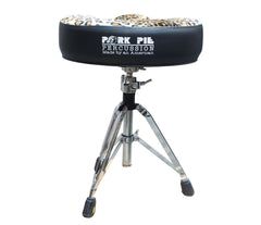 Pork Pie Big Boy Drum Throne Black with Leopard Top inc. Base