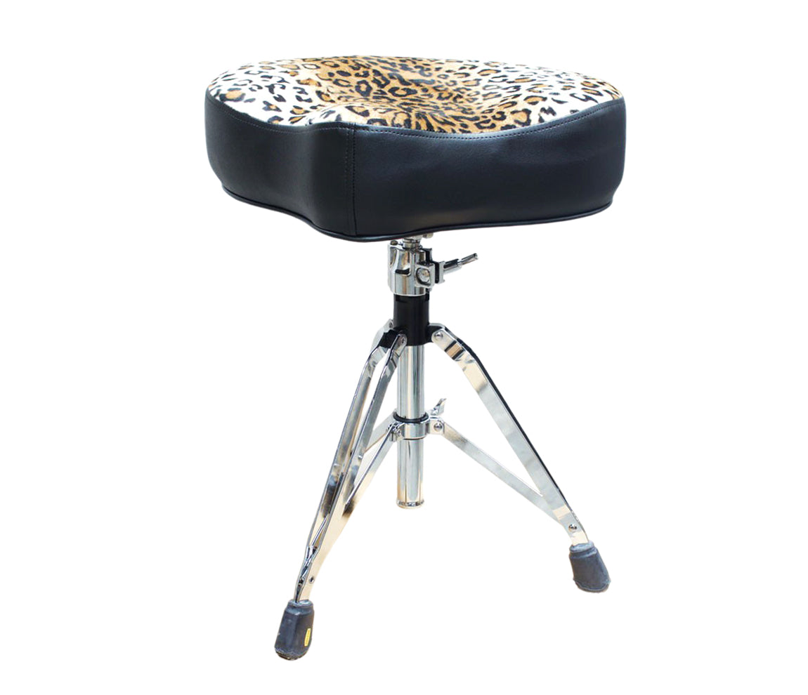 Pork Pie Big Boy Drum Throne Black with Leopard Top inc. Base