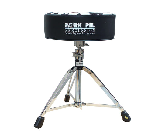 Pork Pie Round Drum Throne in Black with Cow Print Top inc. Base