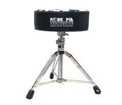 Pork Pie Round Drum Throne in Black with Cow Print Top inc. Base
