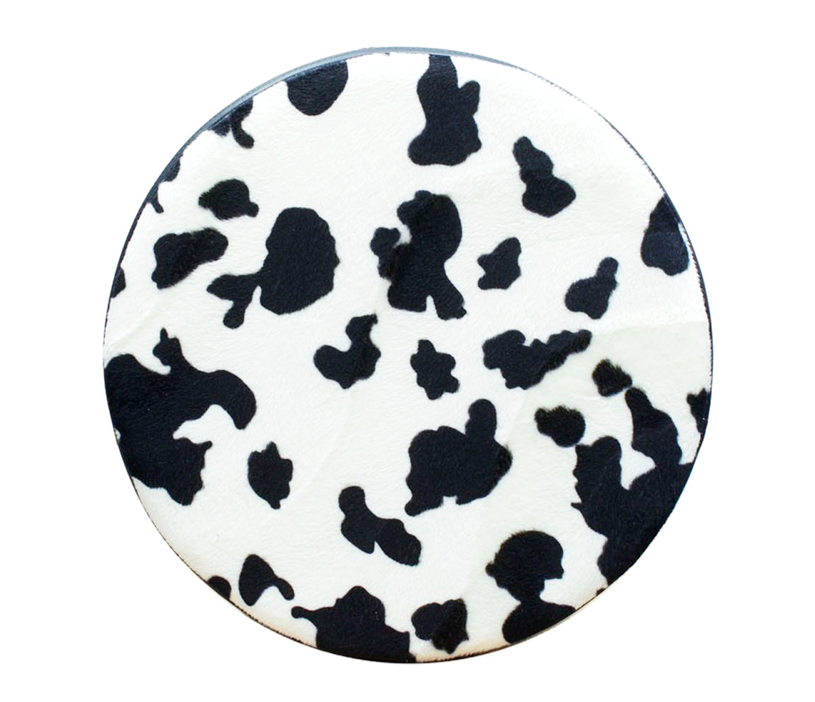 Pork Pie Round Drum Throne in Black with Cow Print Top inc. Base