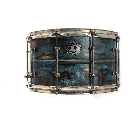 Pork Pie, Snare Drum, 14" x 8" Snare Drum, Pork Pie USA Custom, Aged Patina Brass Finish, Pork Pie Drum Badge 