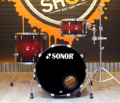 Pre-Loved Sonor Force 3007 Drum Kit in Red to Black Burst
