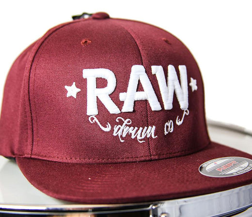 RAW Fitted Cap in Burgundy and White, Flexfit Cap, Snapback