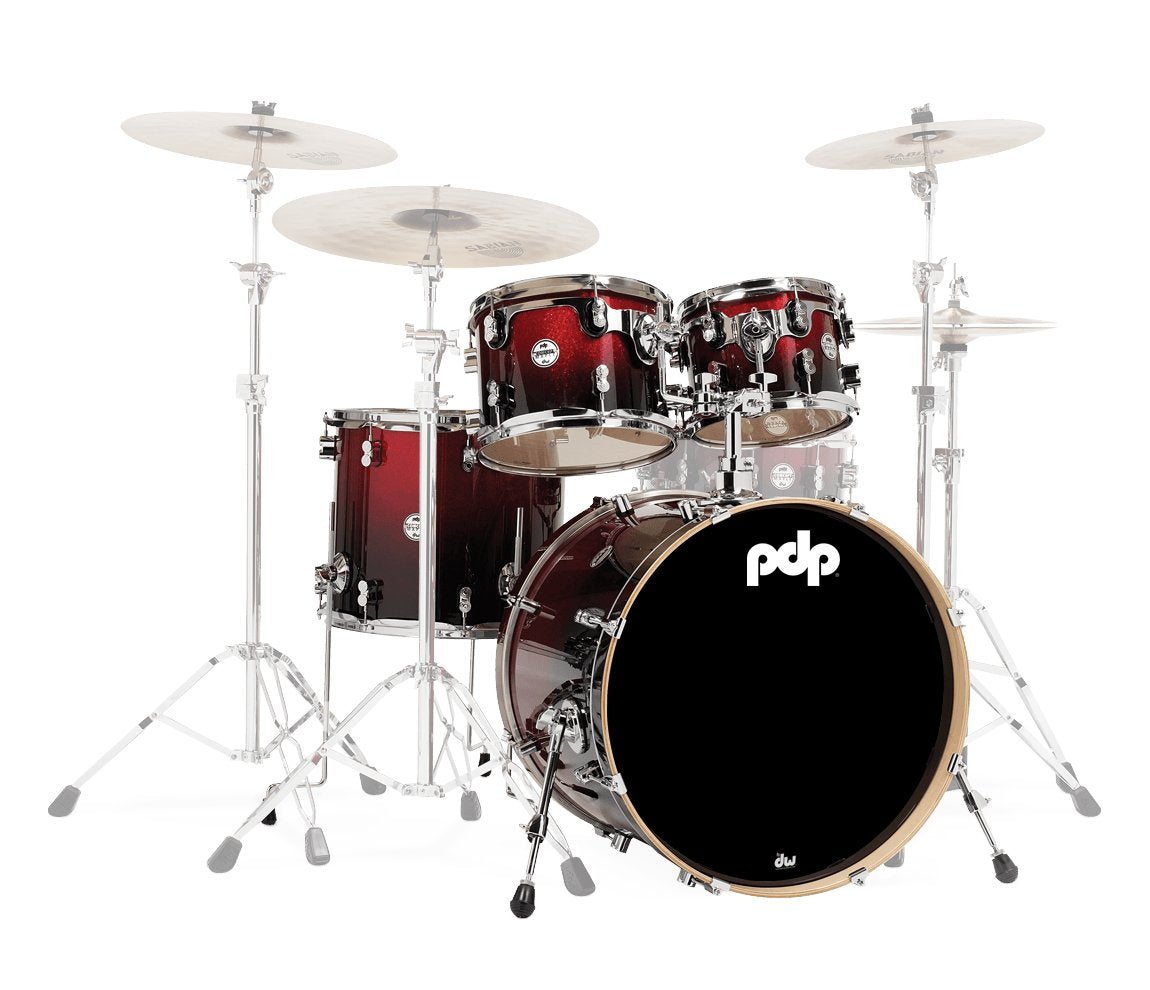 PDP By DW Concept Maple 20" 4PC Shell Pack in Red to Black Sparkle Fade