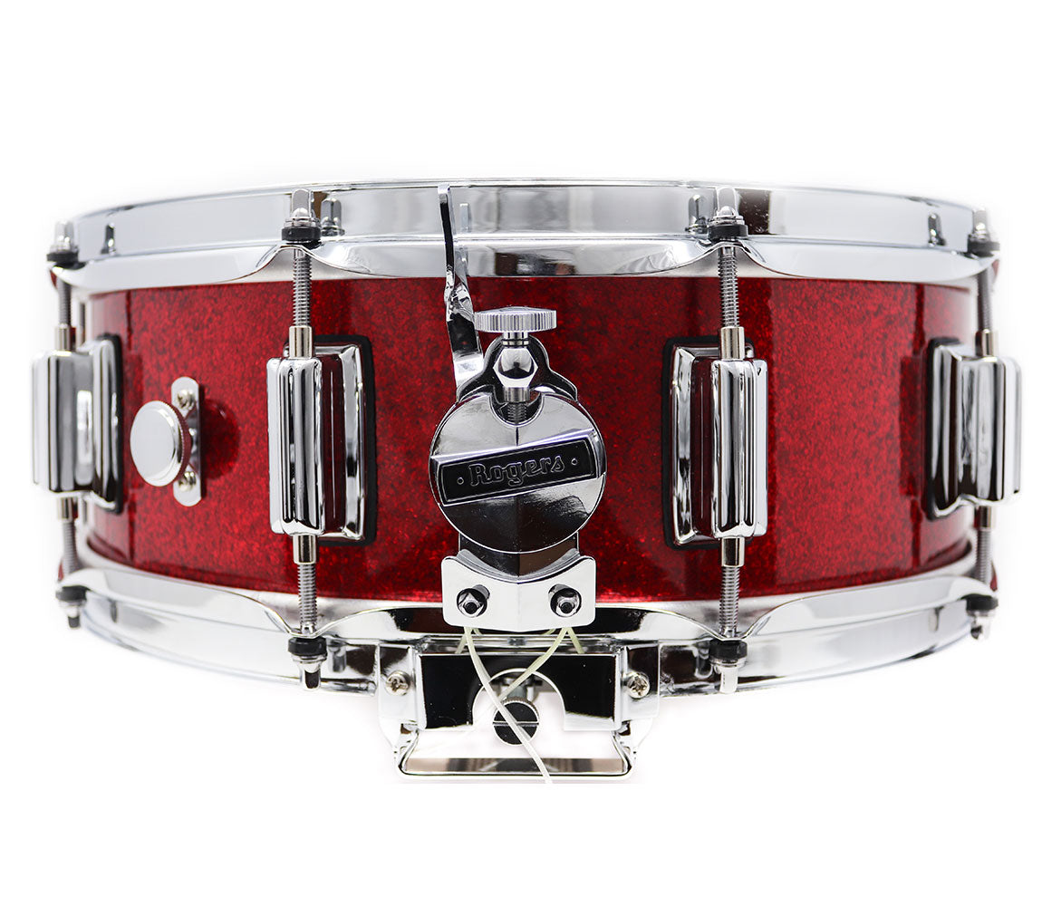 Rogers Dyna-Sonic Beavertail Lugs Red Sparkle 14" x 5" Snare Drum, Rogers, Snare Drums, Red Sparkle, 14" x 5", Drum Lounge