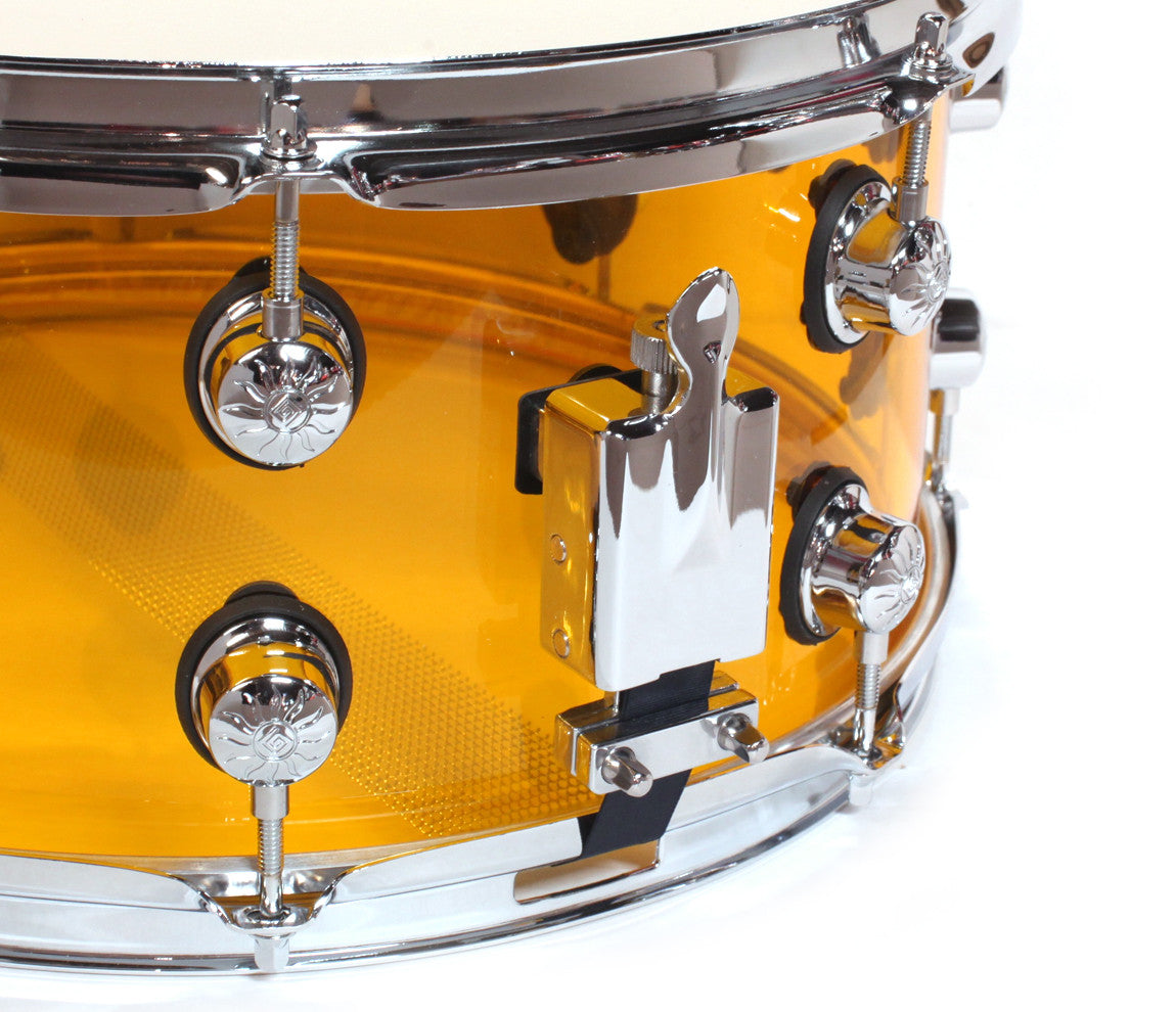 Natal Arcadia 14" x 5.5" Snare Drum in Orange Acrylic, Vendor: Natal, Type: Snare Drums, Size: 14" x 5.5", Finish: Yellow, Finish: Orange, Finish: Acrylic