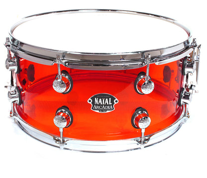 Natal Arcadia 14" x 6.5" Snare Drum in Red Acrylic, Vendor: Natal, Type: Snare Drums, Size: 14" x 6.5", Finish: Red, Finish: Acrylic