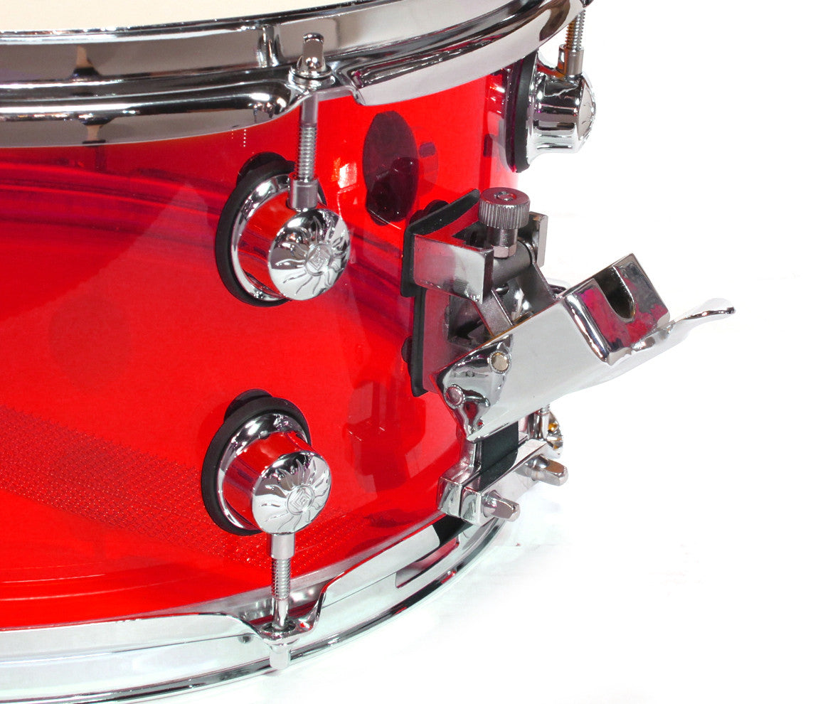 Natal Arcadia 14" x 6.5" Snare Drum in Red Acrylic, Vendor: Natal, Type: Snare Drums, Size: 14" x 6.5", Finish: Red, Finish: Acrylic