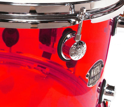 Natal Arcadia 4-Piece Shell Pack in Transparent Red Acrylic Finish, Natal, Drum Lounge, Acoustic Drum Kits, Natal Drums, Rock Kit, Transparent Red