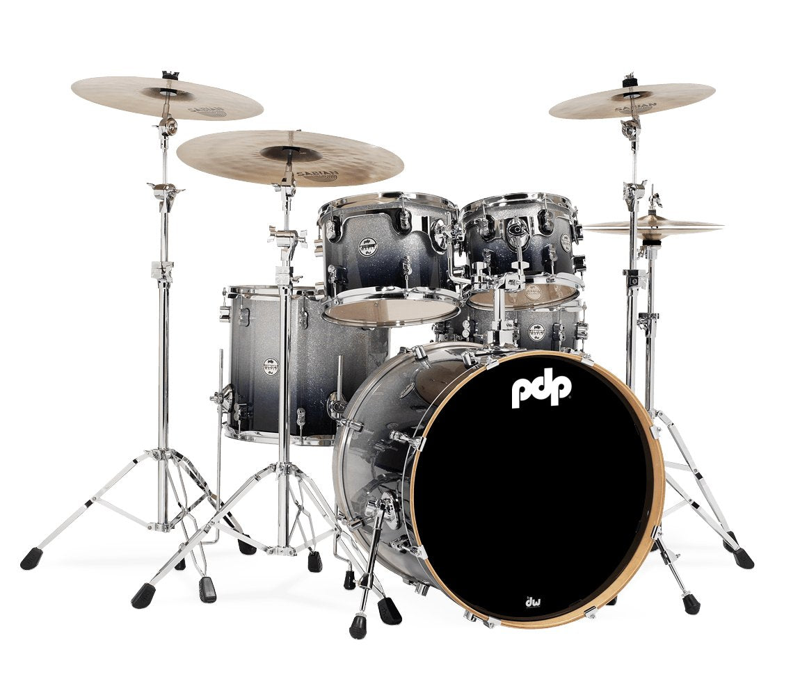 PDP By DW Concept Maple 22" 5PC Shell Pack w/HW in Silver to Black Fade