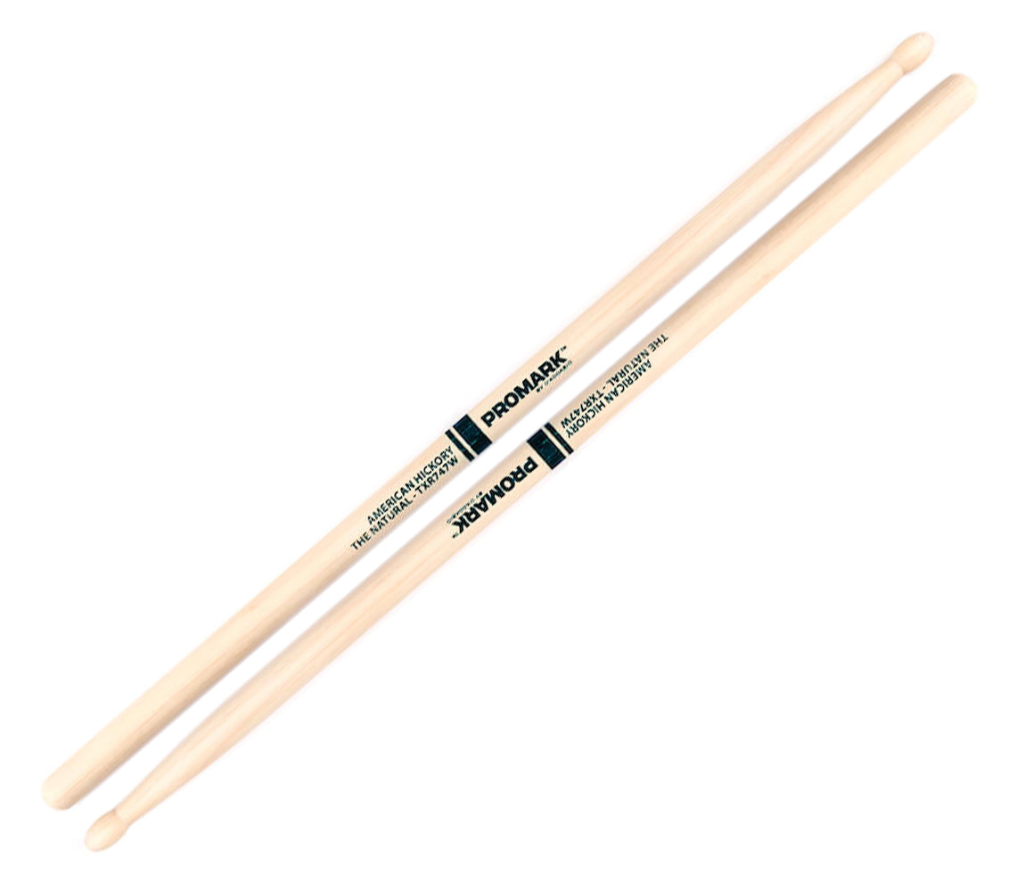 Promark Hickory 747 "The Natural" Wood Tip Drumsticks, Promark, Drumsticks, Hickory, 16.25" x 1.17", Accessories 