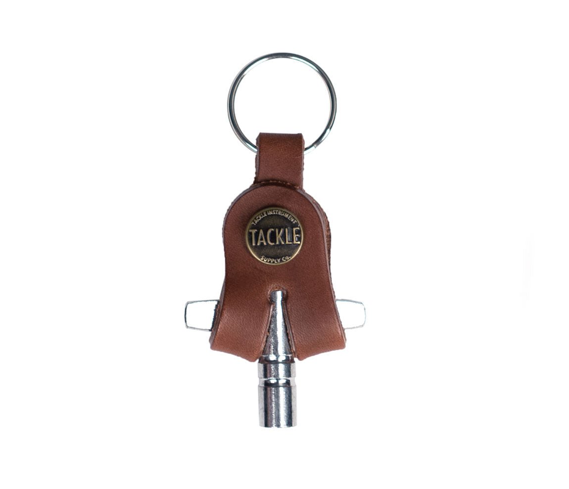 TACKLE LEATHER DRUM KEY (MAHOGANY), Tackle Instrument Supply Co., Leather, Mahogany