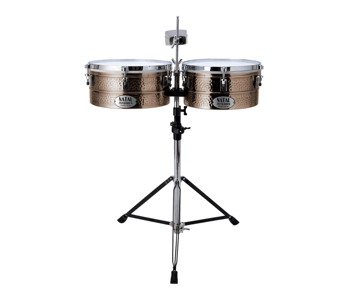 Natal Bronze Timbales  12" + 13" with Stand, Natal, Timbales, Bronze, 12" + 13", Natal Drums