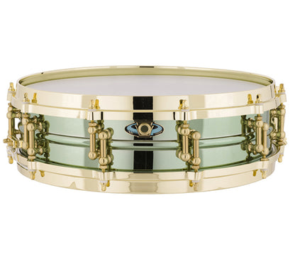 Ludwig 14" x 4" Carl Palmer 'Venus' Signature Snare Drum, Ludwig, Snare Drums, Drum Lounge, Gold, Green,  14" x 4"