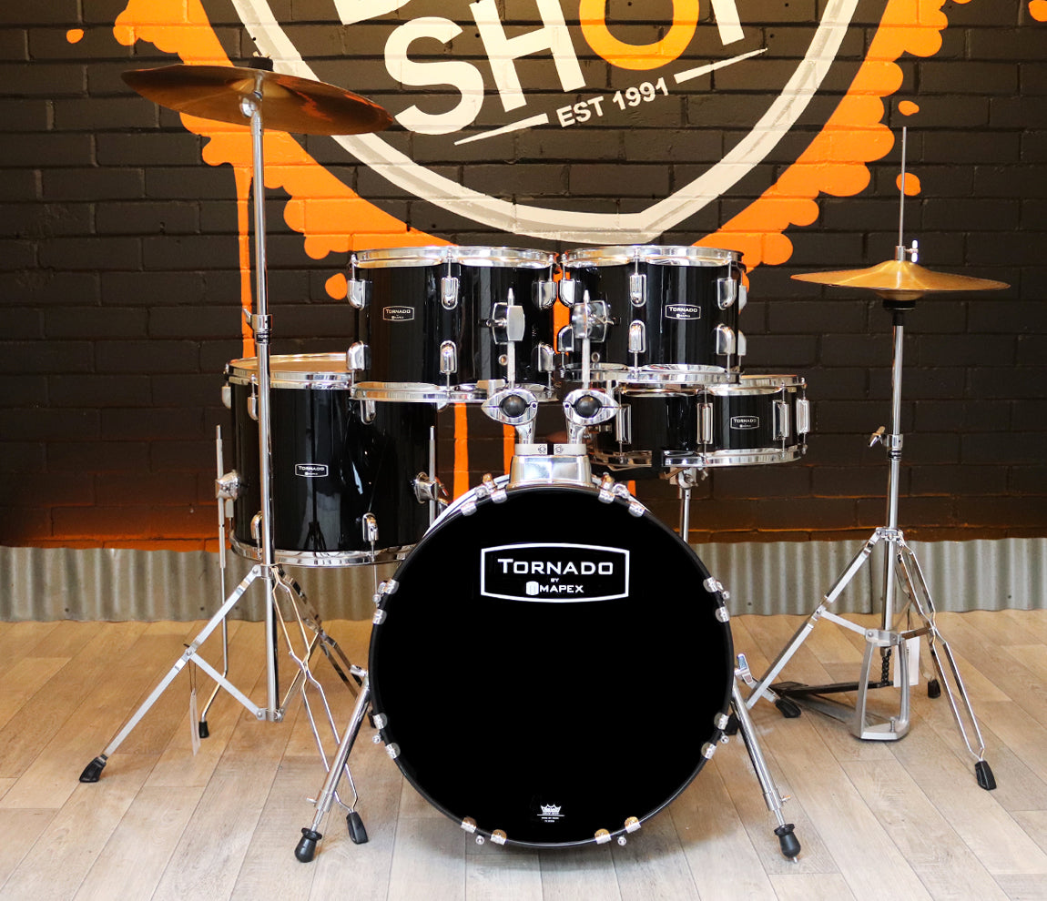 Pre-Loved Mapex Tornado Kit in Black with Hardware and Cymbals