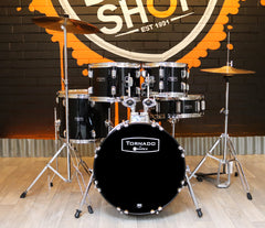 Pre-Loved Mapex Tornado Kit in Black with Hardware and Cymbals