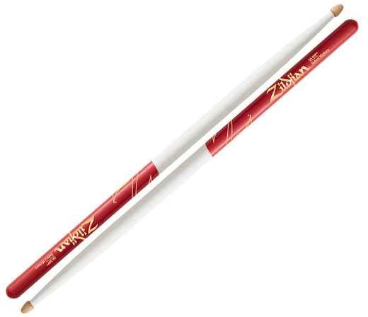 Zildjian 5A Acorn White W/ Red Dip Drum Sticks, Zildjian, Drumsticks, Red