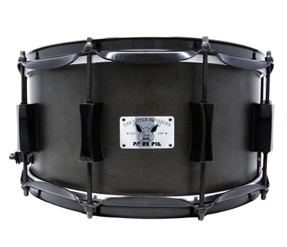 Pork Pie 12 x 7 Little Squealer Snare Drum Birch Maple in Flat Black Lacquer with Black Hardware