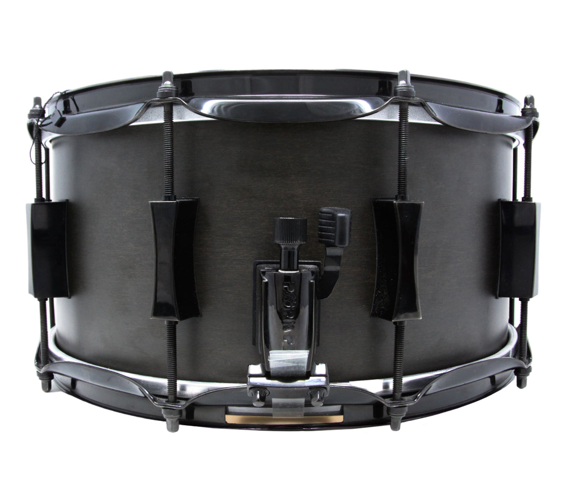Pork Pie 12 x 7 Little Squealer Snare Drum Birch Maple in Flat Black Lacquer with Black Hardware