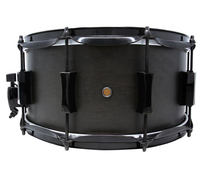 Pork Pie 12 x 7 Little Squealer Snare Drum Birch Maple in Flat Black Lacquer with Black Hardware
