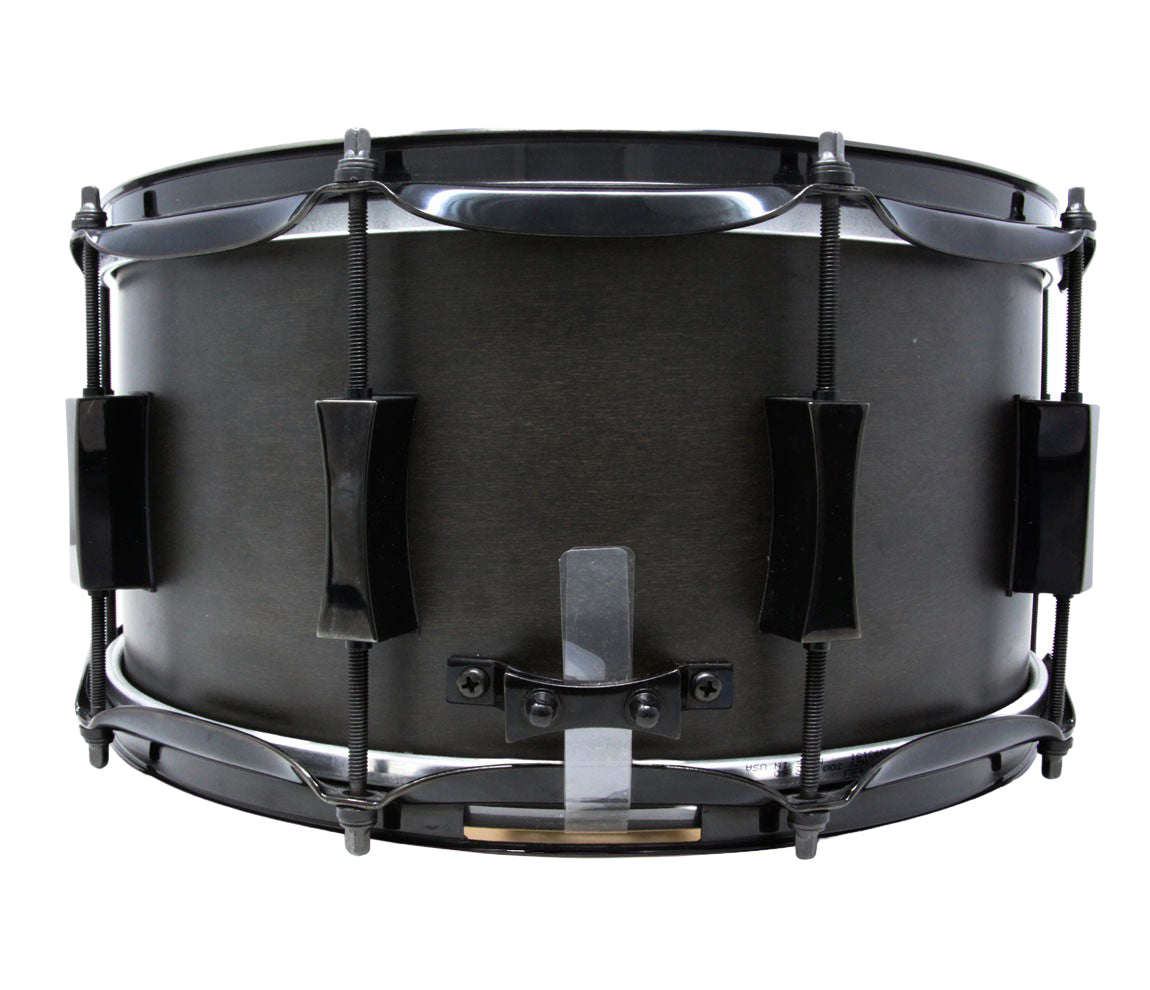 Pork Pie 12 x 7 Little Squealer Snare Drum Birch Maple in Flat Black Lacquer with Black Hardware
