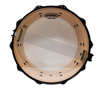 Pork Pie 12 x 7 Little Squealer Snare Drum Birch Maple in Flat Black Lacquer with Black Hardware