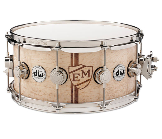 DW Collector's Series Exotic Monogram Specialty Snare Drum- Natural Gloss Over Birdseye Maple.