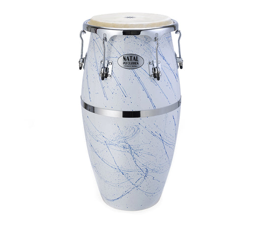 Natal Classic Series Splatter Finish 11" & 12" Congas White with Blue, Natal, Conga, White with Blue, 11" & 12", Percussion Instruments