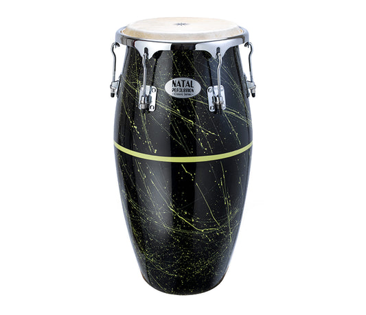 Natal Classic Series Splatter Finish 11" & 12" Congas Black with Yellow, Natal, Conga, Black with Yellow, 11" & 12", Percussion Instruments