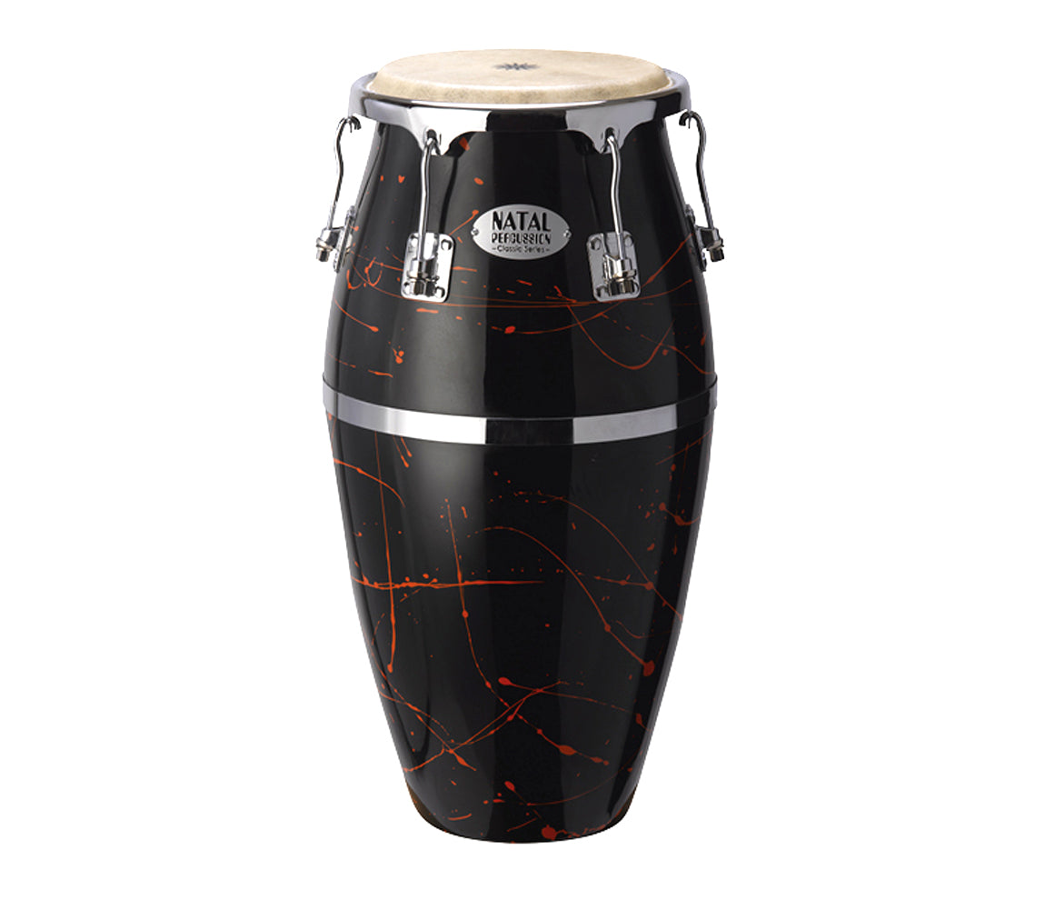 Natal Classic Series Splatter Finish 11" & 12" Congas Black with Red, Natal, Conga, Black with Red, 11" & 12", Percussion Instruments
