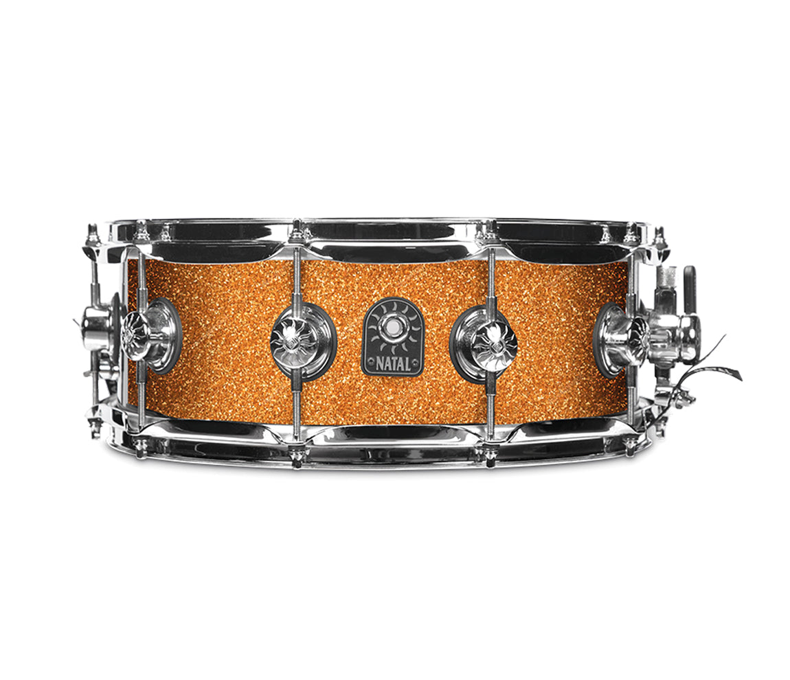 Natal Originals Maple 14" x 5.5" Snare Drum in Orange Sparkle, Natal, Snare Drum, Orange Sparkle, 14" x 5.5", Drum Lounge