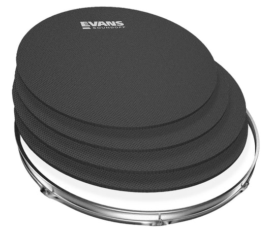 SoundOff by Evans Drum Mute Pack, Rock (10,12,14,16), Evans, Drum Head Packs, 10", 12", 14", 16", Black Mesh