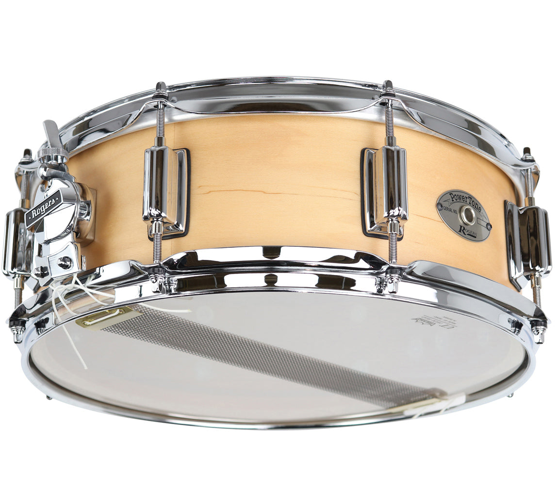 Rogers Powertone 14 x 5 Wood Shell Snare Drum in Satin Natural 